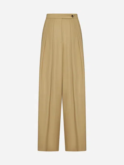 Shop Dries Van Noten Viscose And Wool-blend Trousers In Sand
