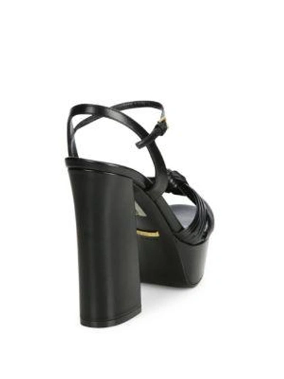 Shop Gucci Allie Knotted Leather Platform Sandals In Black