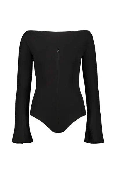 Shop Courrèges Bodysuit With Frontal Zipper Clothing In Black