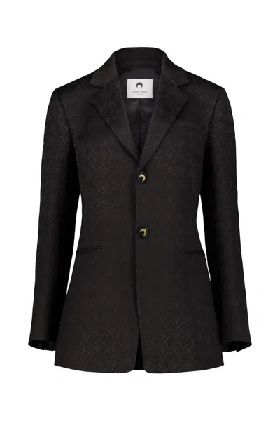 Shop Marine Serre Moon Diamant Jacquard Blazer Clothing In Black