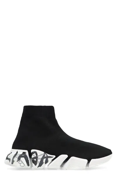 Shop Balenciaga Speed 2.0 Knitted Sock-sneakers In Black