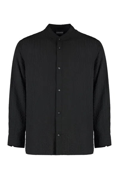 Shop Emporio Armani Technical Fabric Shirt In Black