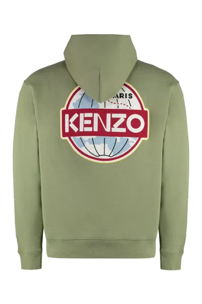 Shop Kenzo Cotton Hoodie In Green