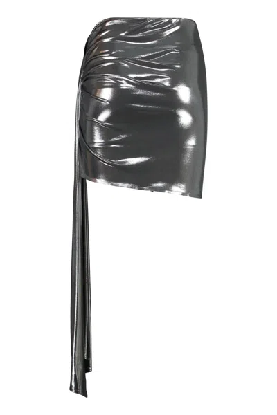 Magda Butrym Metallic Draped Sheath Mini Skirt In Grey