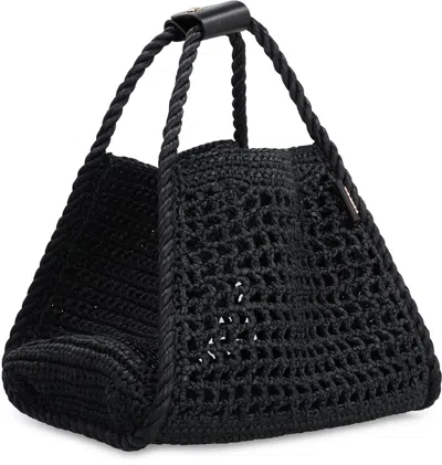 Shop Max Mara Marine Raffia Handbag In Black