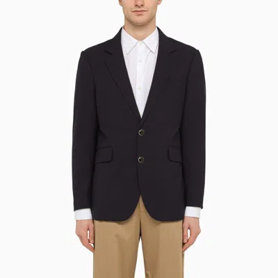Shop Pt Torino Navy Single-breasted Jacket In Blend In Blue