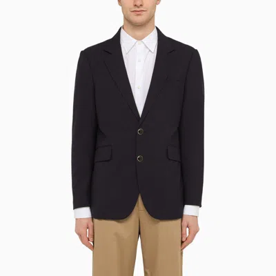 Pt Torino Navy Blue Single-breasted Jacket In Wool Blend In Blue