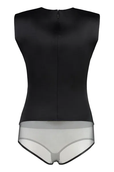 Shop Versace Sleeveless Bodysuit In Black