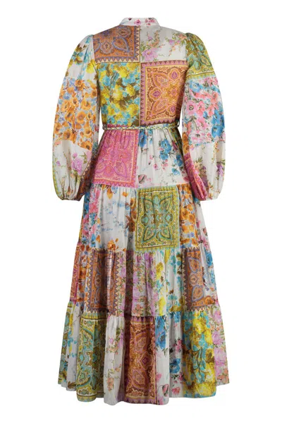 Shop Zimmermann Printed Cotton Dress In Multicolor