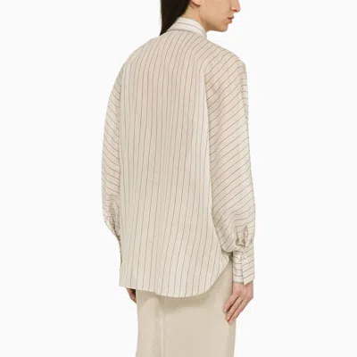 Shop Brunello Cucinelli Beige/ Striped Shirt In And In Multicolor