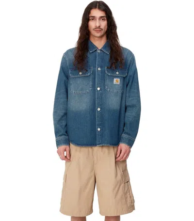 Shop Carhartt Wip  Harvey Blue Shirt Jacket