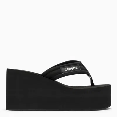Shop Coperni Wedge Sandal With Logo In Black