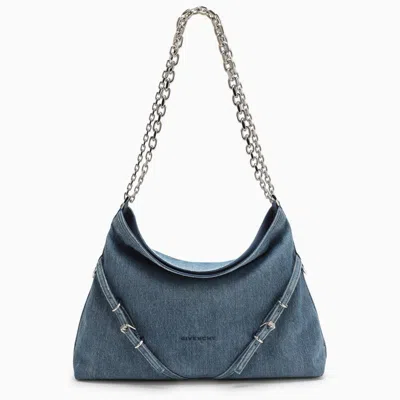 Shop Givenchy Medium Voyou Chain Bag In Denim In Blue