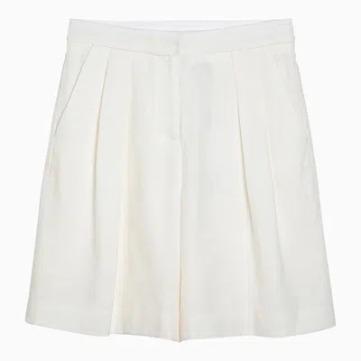 Margaux Lonnberg Margaux Lönnberg White Wool Blend Stuart Bermuda Shorts In White