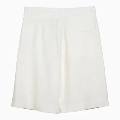 Margaux Lonnberg Margaux Lönnberg White Wool Blend Stuart Bermuda Shorts In White
