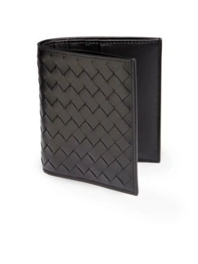 Shop Bottega Veneta Leather Bifold Wallet In Black