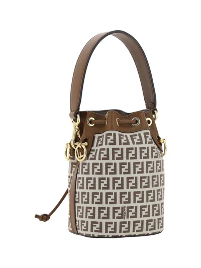 Shop Fendi Shoulder Bags In Gianduia+panna+os