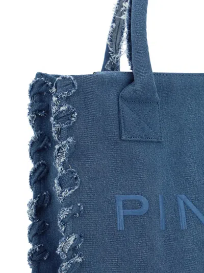 Shop Pinko Handbags In Denim Blu-antique Gold