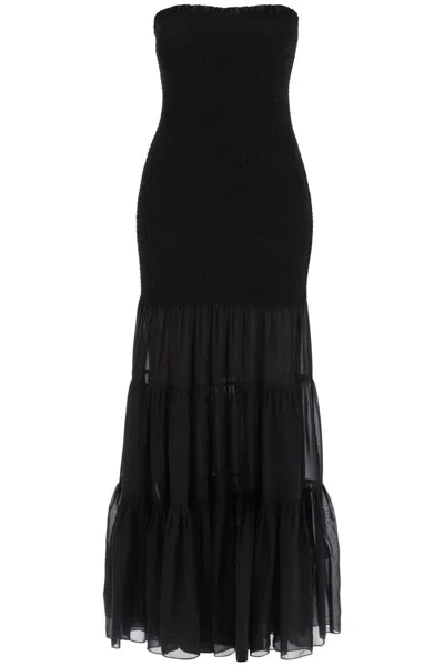 Shop Rotate Birger Christensen Rotate Maxi Chiffon Dress With Semi-transparent R In Black