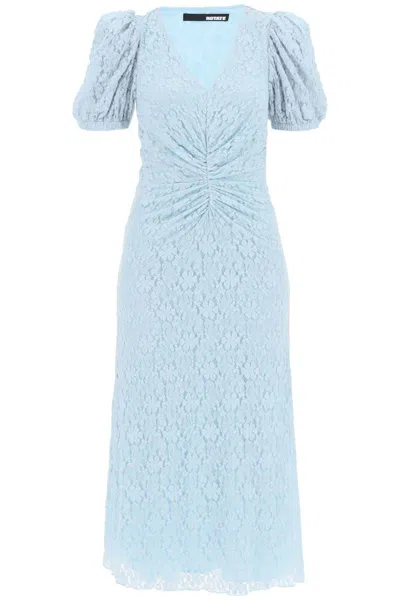 Shop Rotate Birger Christensen Rotate Midi Lace Dress With Puffed Sleeves In Blue