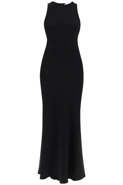 Shop Ami Alexandre Mattiussi Ami Paris Maxi Crepe Dress With Bias Cuts In Black