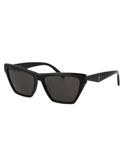 Shop Saint Laurent Eyewear Sunglasses In 002 Black Black Black