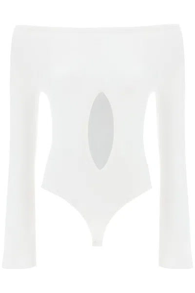 Shop Courrèges Body In Jersey Con Cut Out In White