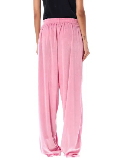 Shop Balenciaga Velvet Jogging Pants In Pink