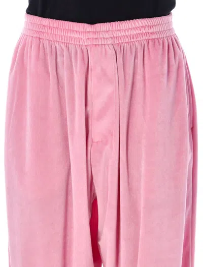 Shop Balenciaga Velvet Jogging Pants In Pink