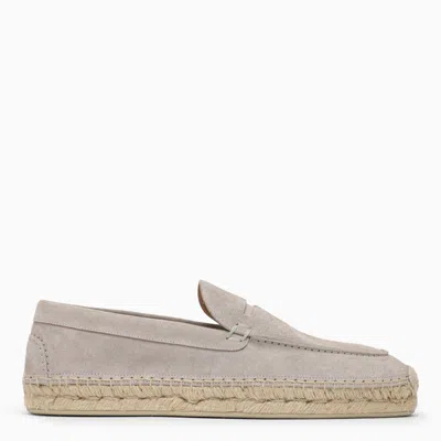 Shop Christian Louboutin Goose-coloured Suede Espadrilles In Grey