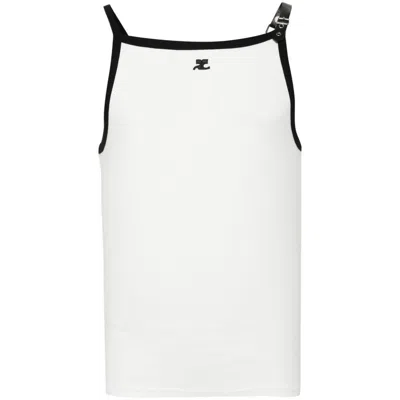 Shop Courrèges T-shirts In White/black