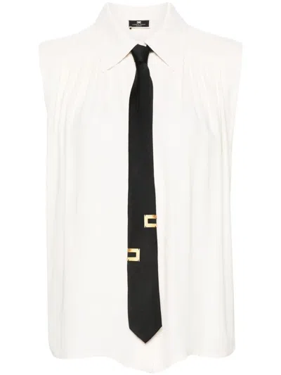 Shop Elisabetta Franchi Shirt With Tie In White