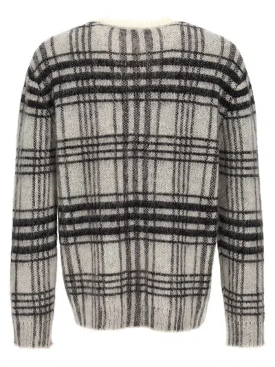 Shop Jw Anderson J.w. Anderson Logo Embroidery Check Sweater In White/black