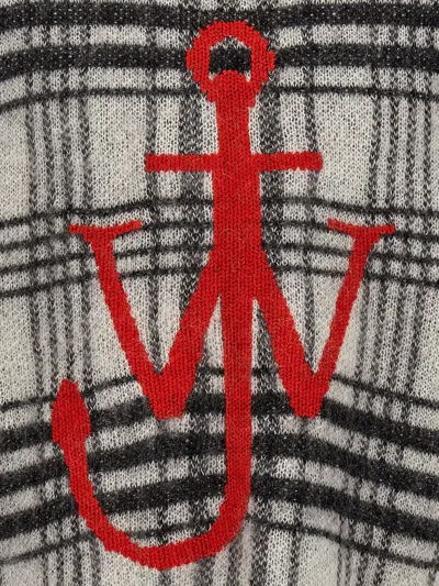 Shop Jw Anderson J.w. Anderson Logo Embroidery Check Sweater In White/black