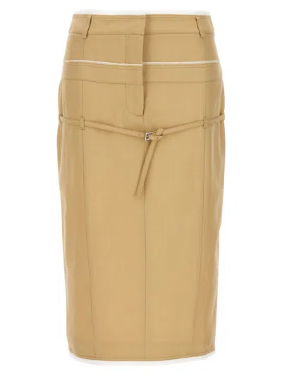 Shop Jacquemus 'la Mini Jupe Caraco' Skirt In Beige