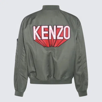 Shop Kenzo Green Casual Jacket In Dark Khaki