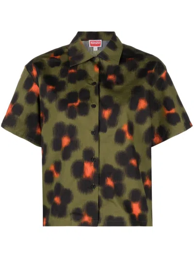 Shop Kenzo Leopard Print Shirt In Green