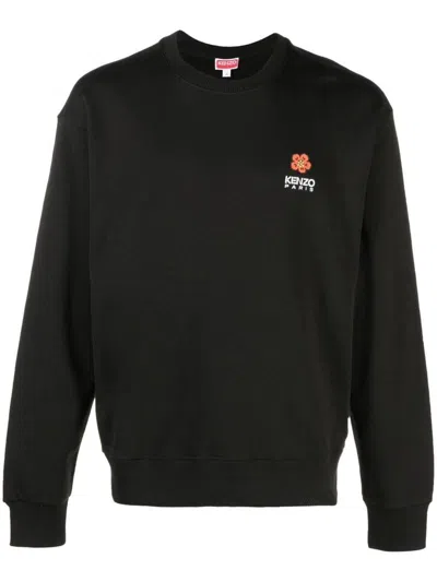 Shop Kenzo Sweatshirt With Flower Logo In Black
