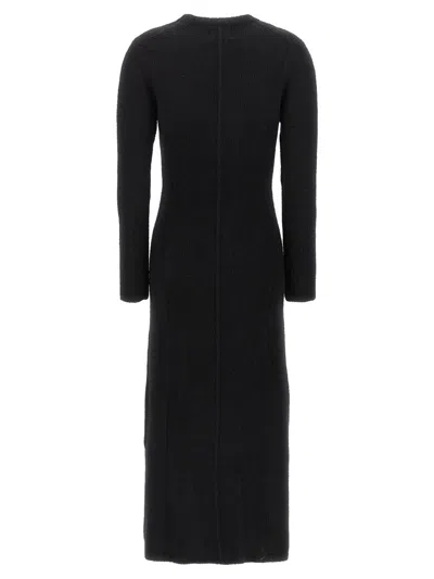Loulou Studio Long Dress With Ribbed Texture And Slit In Black