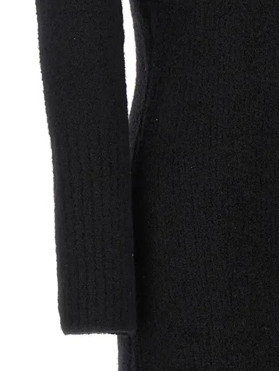 Loulou Studio Long Dress With Ribbed Texture And Slit In Black