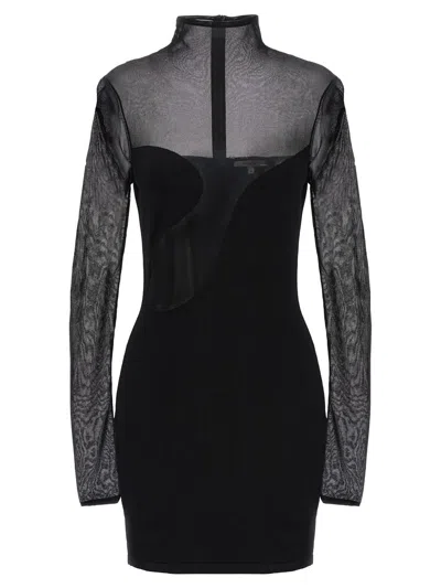 Shop Nensi Dojaka 'fitted Semisheer' Dress In Black