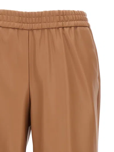 Nude Beige Eco Leather Pants In Beige