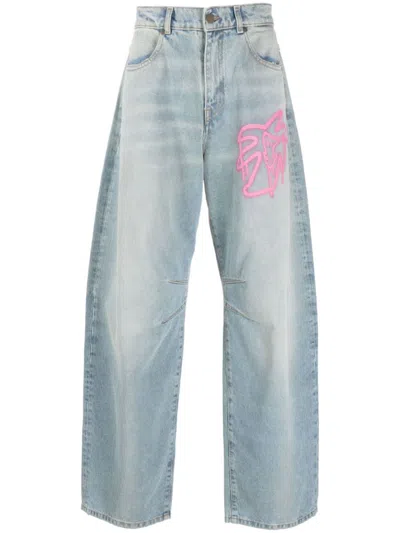 Shop Palm Angels Carrot Denim Trousers In Blue