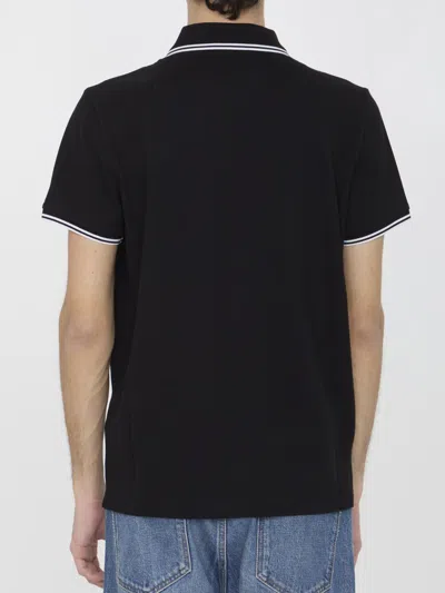 Shop Moncler Piquet Cotton Polo Shirt In Black