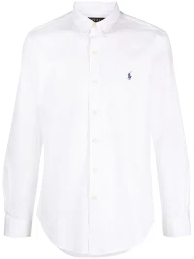 Shop Polo Ralph Lauren Embroidered Logo Shirt In White