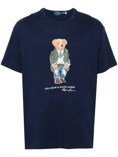 Shop Polo Ralph Lauren Polo Bear Motif T-shirt In Blue