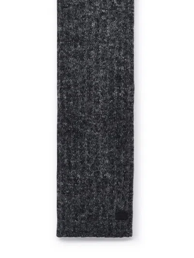 Shop Saint Laurent Grey Wool And Mohair Scarf