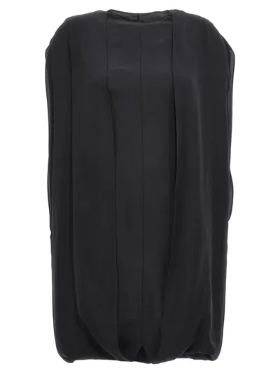 The Row Draped Silk Mini Dress In Black