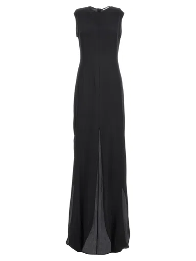 The Row Draped Silk Mini Dress In Black