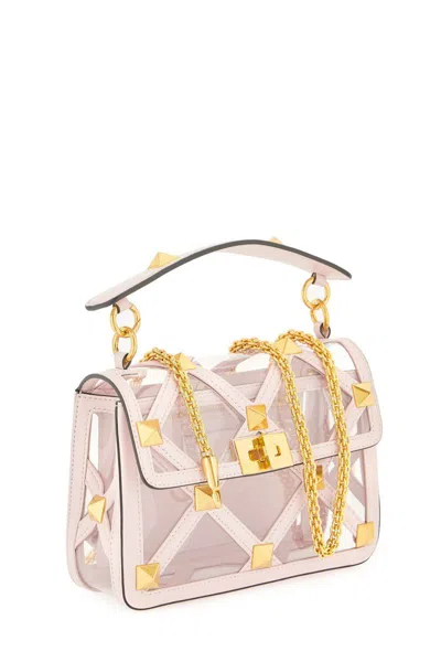 Shop Valentino Garavani Roman Stud Handbag With Additional Chain In Pink